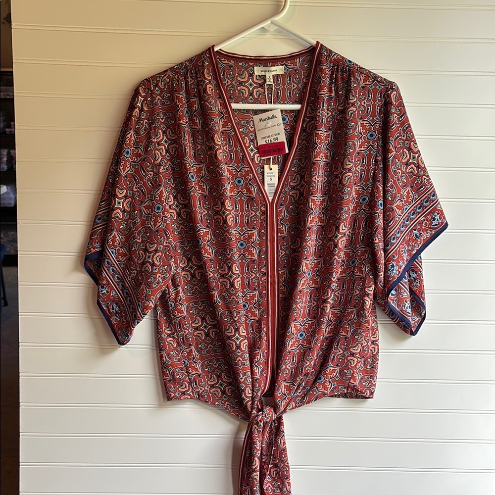 Max Studio Red Paisley Blouse